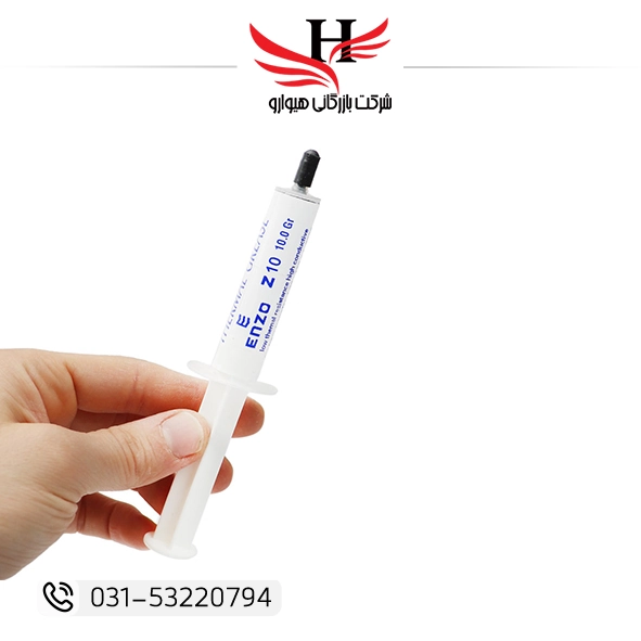 خمیر سیلیکون سرنگی ENZO Z10 با رسانایی حرارتی بسیار بالا، مناسب CPU، GPU و قطعات الکترونیکی | پخش و فروش عمده خمیر سیلیکون ENZO توسط هیوارو شهرضا، اصفهان و تهران